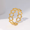 Wholesale Women's Titanium Steel Geometric Hollow Opening Adjustable Electroplated Ring In Lovely Cold Style