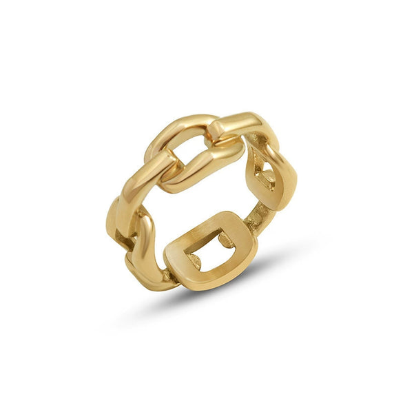 Wholesale Women's Titanium Steel Geometric Hollow Ring Jewelry With 18K Gold Plated Electroplating