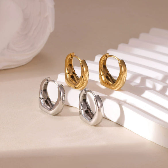 Wholesale Women's Titanium Steel Geometric Hoop Earrings With Electroplating Minimalist Style