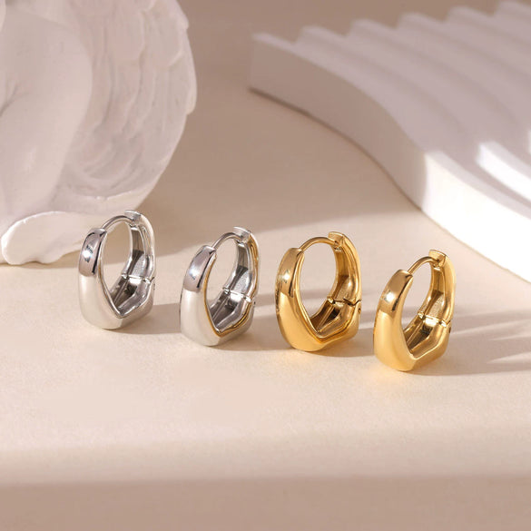 Wholesale Women's Titanium Steel Geometric Hoop Earrings With Electroplating Minimalist Style