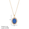 Wholesale Women's Titanium Steel Geometric Imitation Sapphire Pendant Necklace With Electroplating And O Word Chain Retro Temperament Simple Style