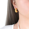 Wholesale Women's 316L Stainless Steel Geometric Irregular Cshaped Casting Electroplated Gold Earrings