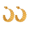 Wholesale Women's 316L Stainless Steel Geometric Irregular Cshaped Casting Electroplated Gold Earrings