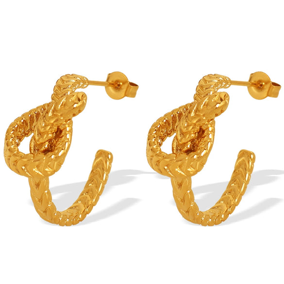 Wholesale Women's 316L Stainless Steel Geometric Knotted Earrings With Electroplating Design