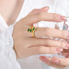 Wholesale Women's Titanium Steel Geometric Leaf Shaped Three Layer Electroplated Ring Jewelry