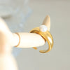 Wholesale Women's 316L Stainless Steel Geometric Light Luxury Freshwater Pearl Opening Ring With Electroplating