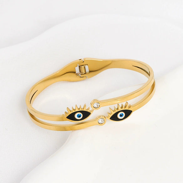 Wholesale Women's Titanium Steel Geometric Light Luxury Style Electroplated Eye Bracelet Waterproof Sweat Proof