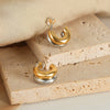 Wholesale Women's 316L Stainless Steel Geometric Niche Ushape Goldplated Doublelayer Earrings Jewelry