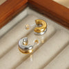 Wholesale Women's 316L Stainless Steel Geometric Niche Ushape Goldplated Doublelayer Earrings Jewelry