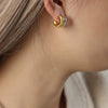 Wholesale Women's 316L Stainless Steel Geometric Niche Ushape Goldplated Doublelayer Earrings Jewelry
