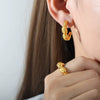 Wholesale Women's Titanium Steel Geometric Open Ring And Earrings With Electroplating Baroque Punk Hip Hop Style Rice Beads Non Fading