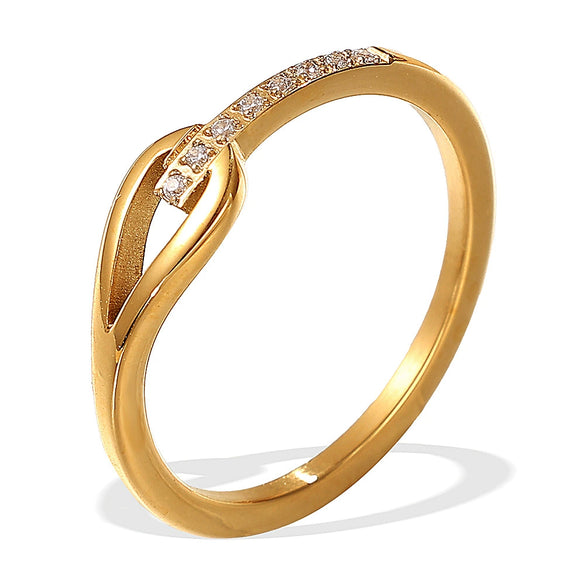 Wholesale Women's 316L Stainless Steel Geometric Open Ring Electroplated 18K Gold Light Luxury Highend Ring