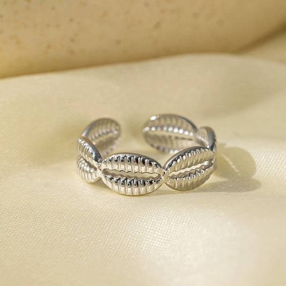 Wholesale Women's Titanium Steel Geometric Open Ring With Marine Elements And Electroplating Design