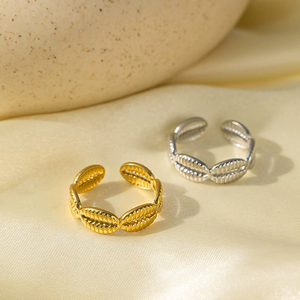 Wholesale Women's Titanium Steel Geometric Open Ring With Marine Elements And Electroplating Design