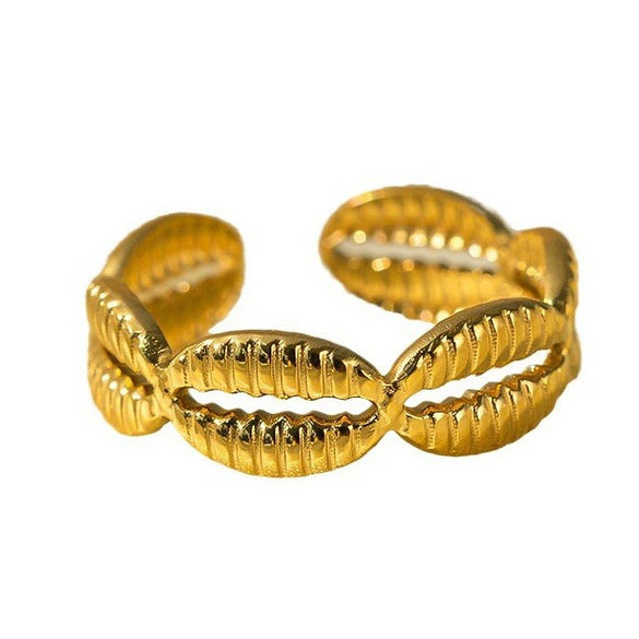 Wholesale Women's Titanium Steel Geometric Open Ring With Marine Elements And Electroplating Design