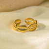 Wholesale Women's Titanium Steel Geometric Open Ring With Marine Elements And Electroplating Design