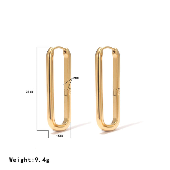 Wholesale Women's Titanium Steel Geometric Oval Earrings With Electroplating Cold Style Light Luxury Design