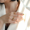 Wholesale Women's Titanium Steel Geometric Oval Stitching Opening Ring With 18K Gold Electroplating