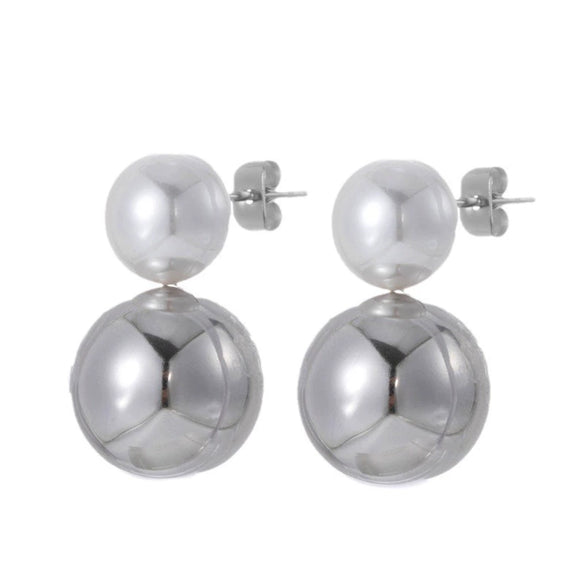 Wholesale Women's Titanium Steel Geometric Pearl Pendant Earrings Light Luxury Electroplated