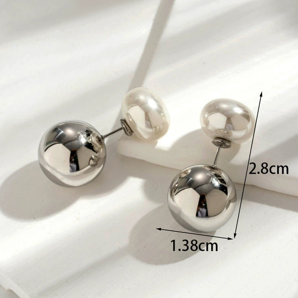 Wholesale Women's Titanium Steel Geometric Pearl Pendant Earrings Light Luxury Electroplated