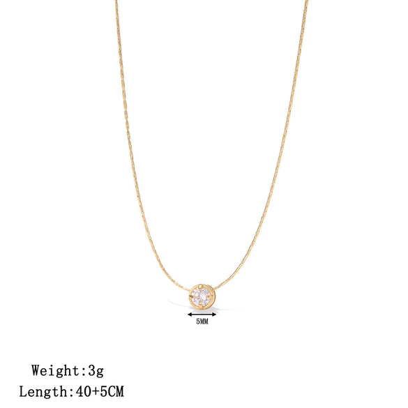 Wholesale Women's Titanium Steel Geometric Pendant Necklace With Bamboo Chain Electroplated Simple Light Luxury Style