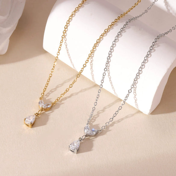 Wholesale Women's Titanium Steel Geometric Pendant Necklace With O Word Chain And Electroplating
