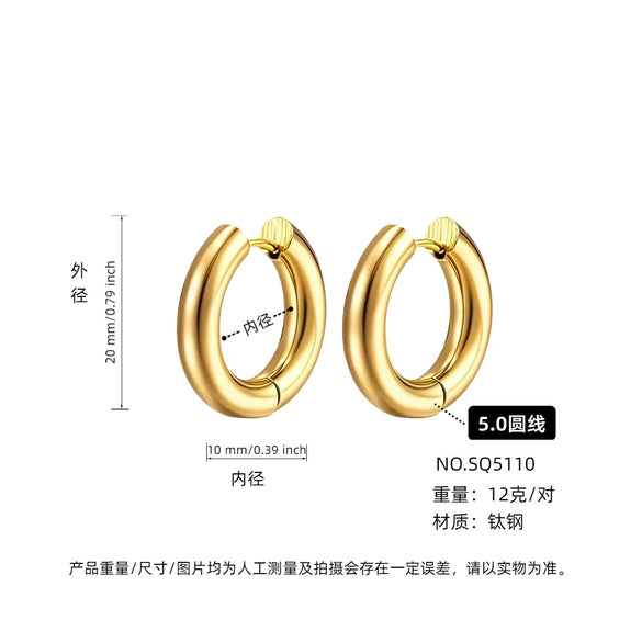 Wholesale Women's Titanium Steel Geometric Plain Ring Earrings With Electroplating Design