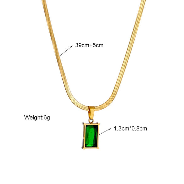 Wholesale Women's Titanium Steel Geometric Rectangular Pendant Clavicle Necklace With Electroplating