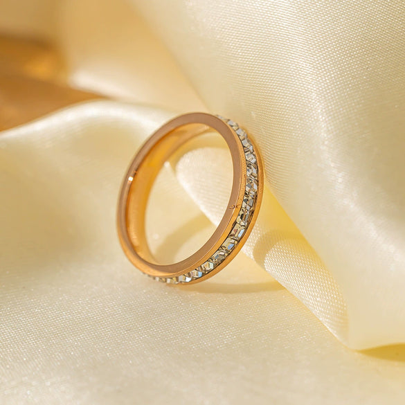 Wholesale Women's Titanium Steel Geometric Ring With Zircon Electroplated Cold Style Light Luxury