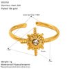 Wholesale Women's Titanium Steel Geometric Ring With Zirconia Inlay And Flower Rhombus Patterns