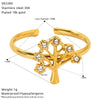 Wholesale Women's Titanium Steel Geometric Ring With Zirconia Inlay And Flower Rhombus Patterns