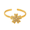 Wholesale Women's Titanium Steel Geometric Ring With Zirconia Inlay And Flower Rhombus Patterns