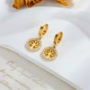 Wholesale Women's Titanium Steel Geometric Round Diamondembedded Life Tree Earrings Fashion Retro Style