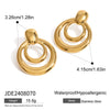 Wholesale Women's Titanium Steel Geometric Round Double Hollow Electroplated Earrings