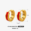Wholesale Women's Titanium Steel Geometric Round Oil Drop Earrings 18K Gold Plated