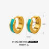 Wholesale Women's Titanium Steel Geometric Round Oil Drop Earrings 18K Gold Plated
