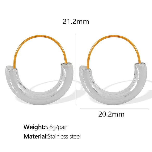 Wholesale Women's 316L Stainless Steel Geometric Round Semicircular Electroplated 18K Gold Plated Ear Jewelry