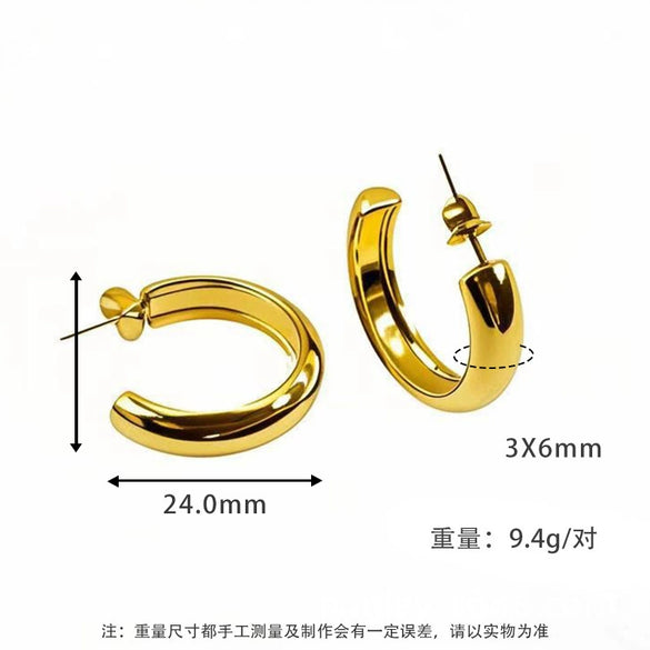 Wholesale Women's Titanium Steel Geometric Round Simple Earrings With Electroplating