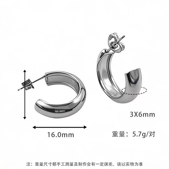 Wholesale Women's Titanium Steel Geometric Round Simple Earrings With Electroplating