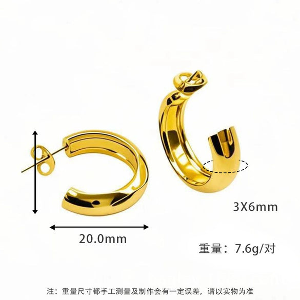 Wholesale Women's Titanium Steel Geometric Round Simple Earrings With Electroplating