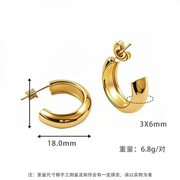 Wholesale Women's Titanium Steel Geometric Round Simple Earrings With Electroplating