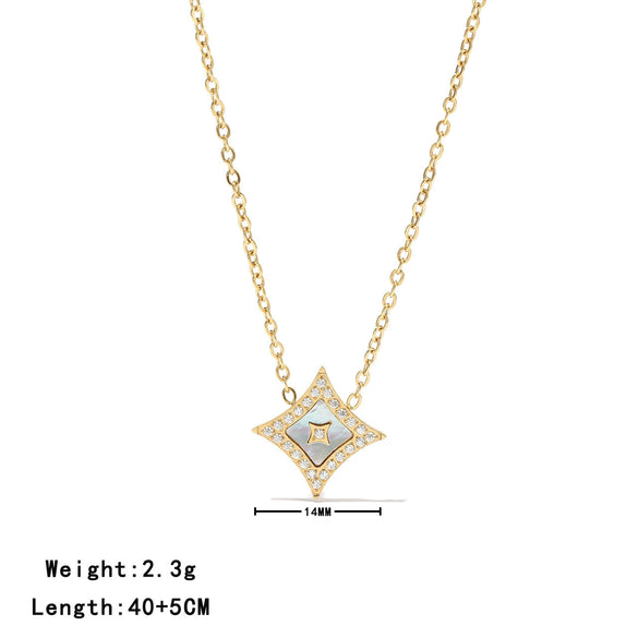 Wholesale Women's Titanium Steel Geometric Sixpointed Star Elegant Ochain Clavicle Necklace With Electroplating