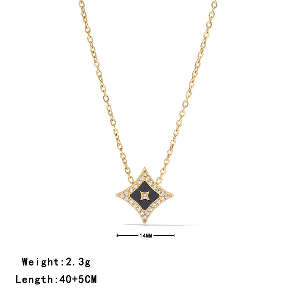 Wholesale Women's Titanium Steel Geometric Sixpointed Star Elegant Ochain Clavicle Necklace With Electroplating