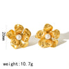 Wholesale Women's Titanium Steel Geometric Small Flower Elegant Earrings 18K Gold Plated