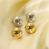 Wholesale Women's Titanium Steel Geometric Spherical Earrings With Diamond Embedded 18K Vacuum Plated In Furnace
