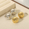 Wholesale Women's Titanium Steel Geometric Spherical Earrings With Diamond Embedded 18K Vacuum Plated In Furnace
