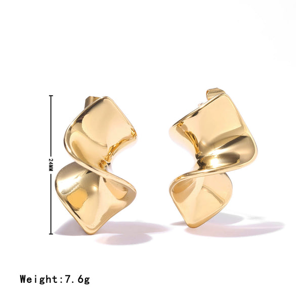 Wholesale Women's Titanium Steel Geometric Spiral Electroplated Elegant Allmatch Earrings