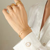 Wholesale Women's Titanium Steel Geometric Square Goldplated Electroplated Doublelayer Bracelet