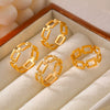 Wholesale Women's 316L Stainless Steel Geometric Square Splicing Open Ring Plated 18K Gold With Niche Design