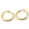 Wholesale Women's 316L Stainless Steel Geometric Striped Round Buckle Earrings With Electroplating